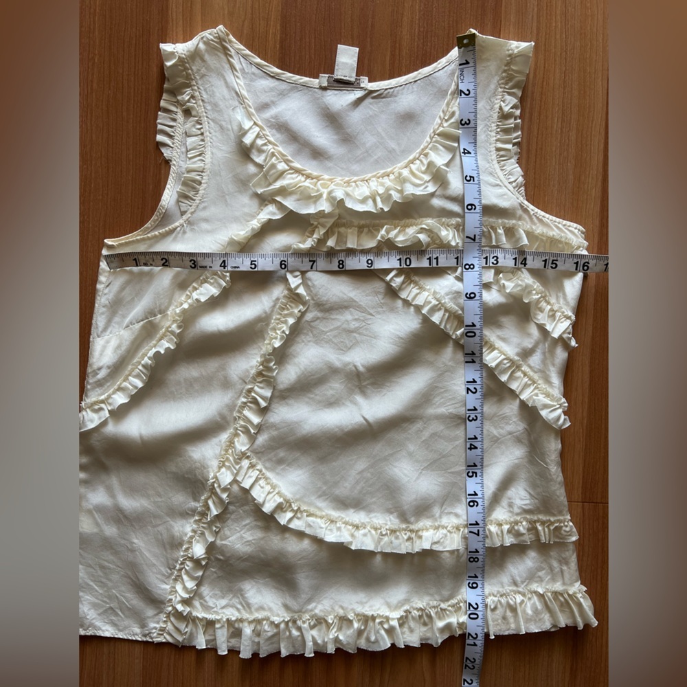 JCrew Silk Ivory Sleeveless Ribbon Blouse Size 0 - Picture 3 of 7